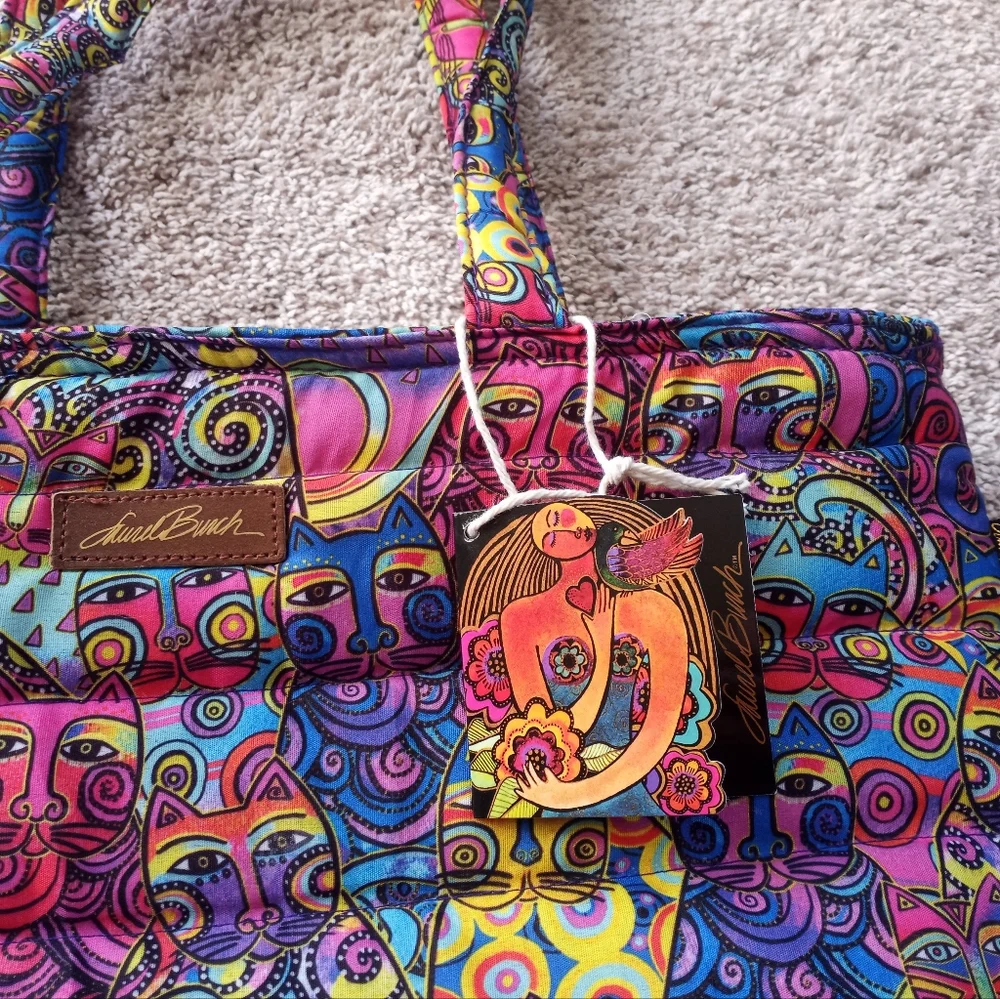 NWT Laurel Burch Cat Tote Bag, Purse - Picture 4 of 8